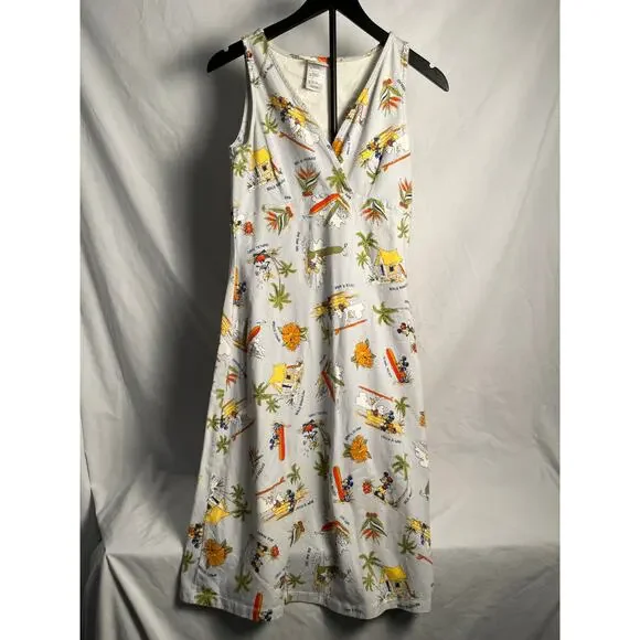 Disney Shopping White Tropical Print Sleeveless Dress Women’s Size M - Picture 1 of 6
